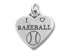 I Love Baseball Heart Charm