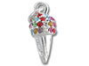 Sterling Silver Ice Cream Cone Multi-Color CZ Stone Charm