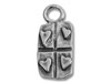 Silver 4 Hearts in a Rectangle Charm