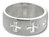 Three Cross Frosted Silver Ring