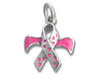 Pink Awareness Ribbon Charm with Wings