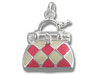 Pink and White Checkered Enamel Purse