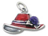 Enamel Red Hat Charm with Purple Ribbon
