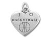 I Love Basketball Heart Charm