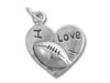 Sterling Silver Heart I Love Football Charm
