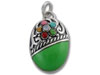 Oval Green Enamel Charm with Multi Color Flower