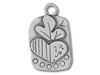 Silver Leaf on Delicate Heart Charm