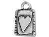 Silver Rectangular Heart Tag Charm