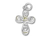 Silver Flower Gold Dots Cross Charm