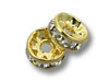 8mm Gold Plated Rhinestone Rondell 10pcs