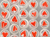 Round Glass Beads with Red Heart