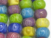 Multi Color Spiral Design Lampwork Glass Beads
