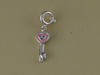 Pink Enamel Heart Key Charm