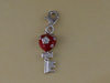 Red Enamel Heart Key Charm