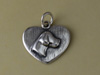 Silver Dog Head Heart Charm