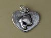 Silver Cat Head Heart Charm