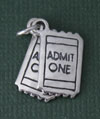 Silver Admit One Tickets Charm