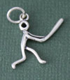 Silver Baseball Player Charm