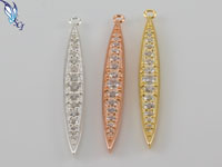 Long CZ Skinny Dagger Bar Pendant
