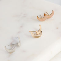 Flat moon stud earrings