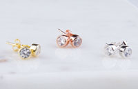 4mm CZ Round Stud Earrings