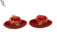 Red Hat Earrings with Rhinestone