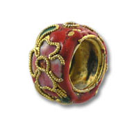 Red Cloisonne Flower Spacer Bead