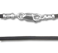 2mm Black Leather with Sterling Clasp