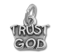 Sterling Silver Trust God Phrase Charm