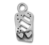 Silver Double Hearts Rectangle Charm