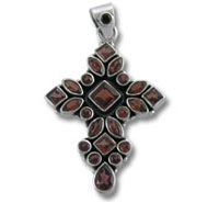 Garnet Cross Pendant