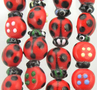 Ladybug Red-Black Glass Beads