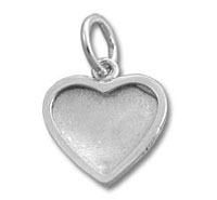 Sterling Silver Plain Heart Disc Picture Frame Charm
