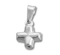 Silver Hollow Puffed Cross Charm