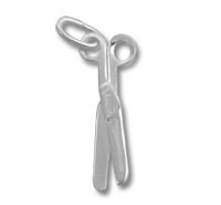 Silver Hollow Puffed Scissors Charm