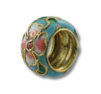 Light Blue Cloisonne Flower Spacer Bead
