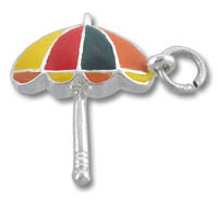 Sterling Silver Enamel Multi Colored Umbrella Charm