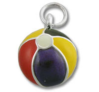 Sterling Silver Enamel Beach Ball Charm