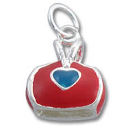 Enamel Purse with Heart Stone Charm