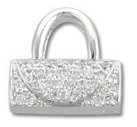 Silver Purse Pendant with Cubic Zirconia