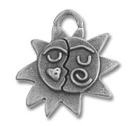 Silver Moon, Sun and Heart Charm
