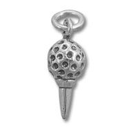Sterling Silver Golf Ball On Tee Charm