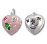 Pink Enamel Heart Charm