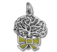 Enamel Oak Tree with Ribbon Charm