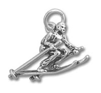 Sterling Silver Man Skiing Charm