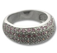 Silver Ring with Pink Cz