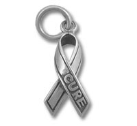 “Cure” Sterling Silver Awareness Ribbon Charm