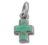 Sterling Silver Stone Cross Charm