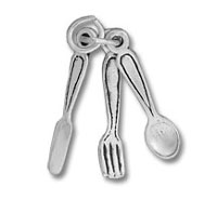 Sterling Silver Spoon, Fork, Knife Charm