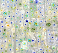 14mm Clear Square Lampwork Beads with Flowers